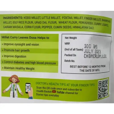 Multi-Millet Curryleaf Dosa Mix-300g