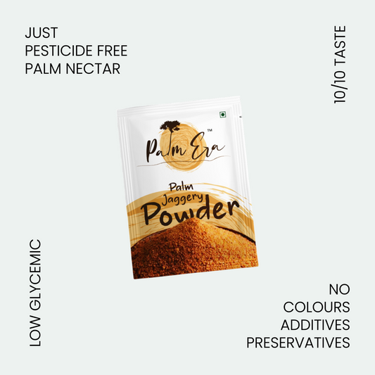 Palm Era's Natural Palm Jaggery Powder Sachets (30 Pack) – Portable Sweetener