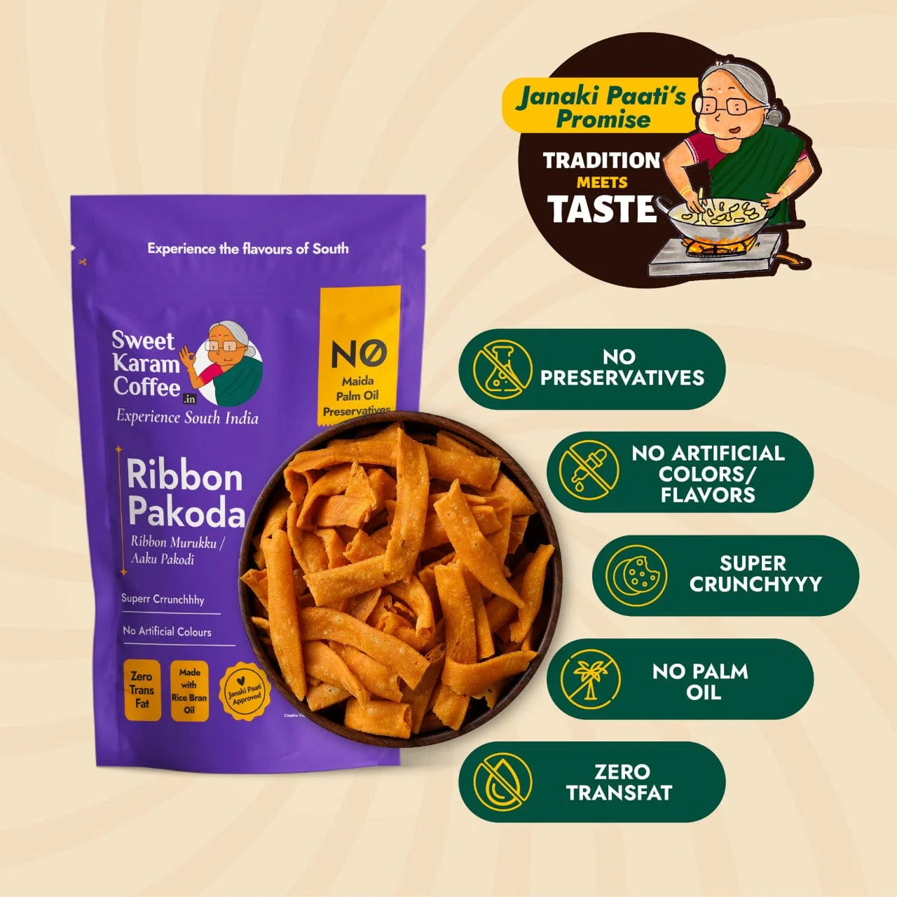 Sweet Karam Coffee's - Ribbon Pakoda (Ribbon Murukku)