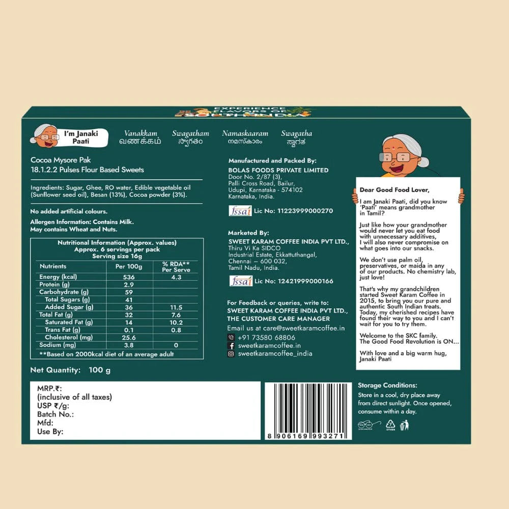 Sweet Karam Coffee's - Cocoa Mysorepak 100gms