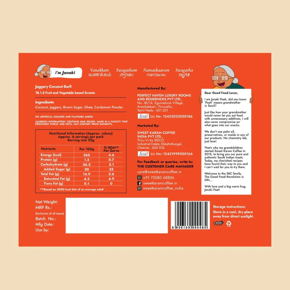 Sweet Karam Coffee's - Jaggery Coconut Burfi 150gms