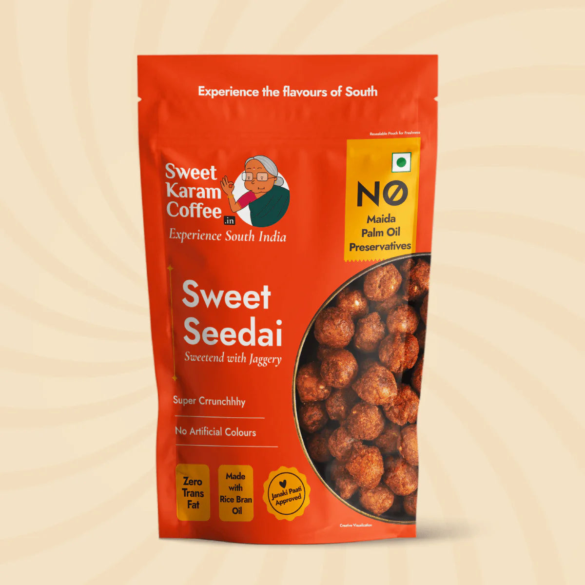 Sweet Karam Coffee's -Sweet Seedai (Crunchy Jaggery Rice Balls) 200gms