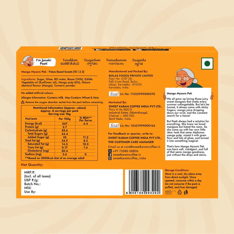 Sweet Karam Coffee's - Mango Mysorepak 100gms