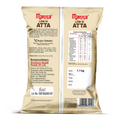 Manna Low Gi Atta For Sugar Control 1Kg - One Pack
