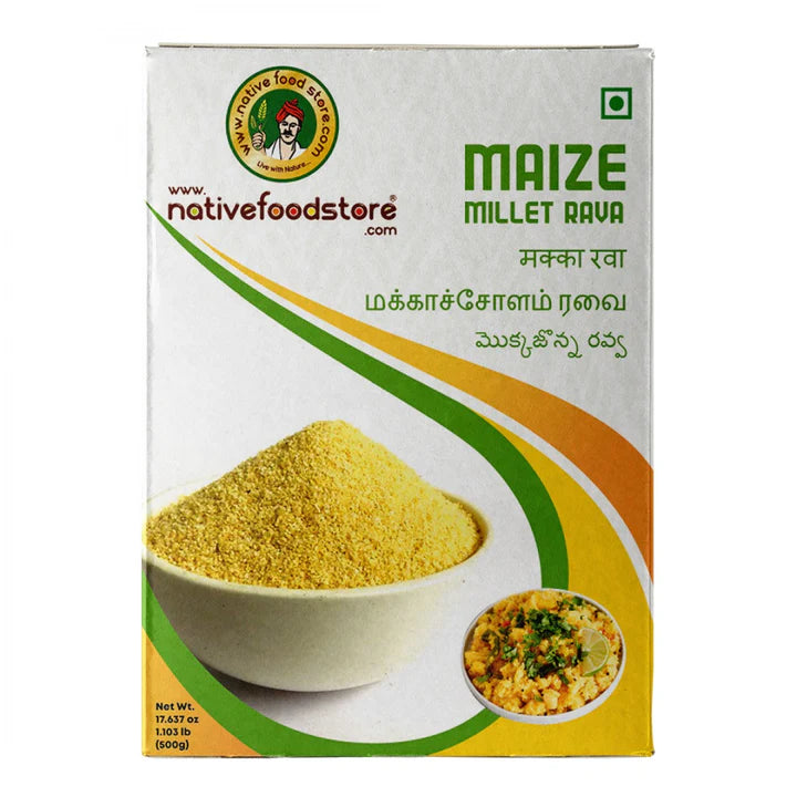 Native Food Store Millet Rava 500g - Makka Cholam (Maize - Corn)