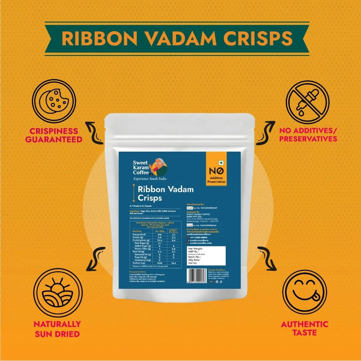 Sweet Karam Coffee's -Ribbon Vadam Crisps - 200 g