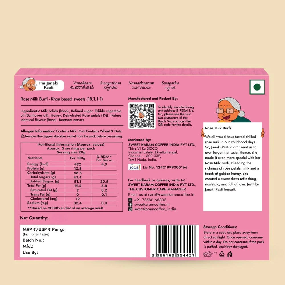 Sweet Karam Coffee's - Rose Burfi 100gms