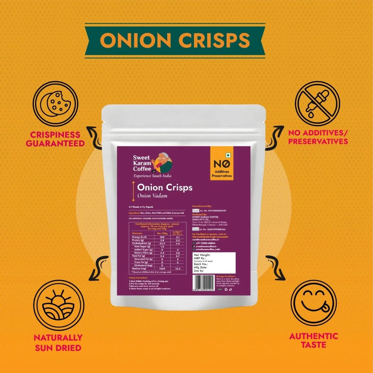 Sweet Karam Coffee's - Onion Crisps (Vadagam) 200gms