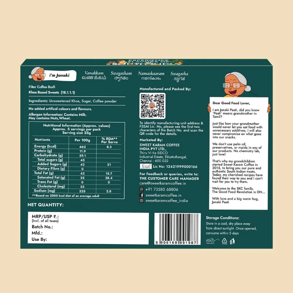 Sweet Karam Coffee's - Filter Coffee Burfi 125gms