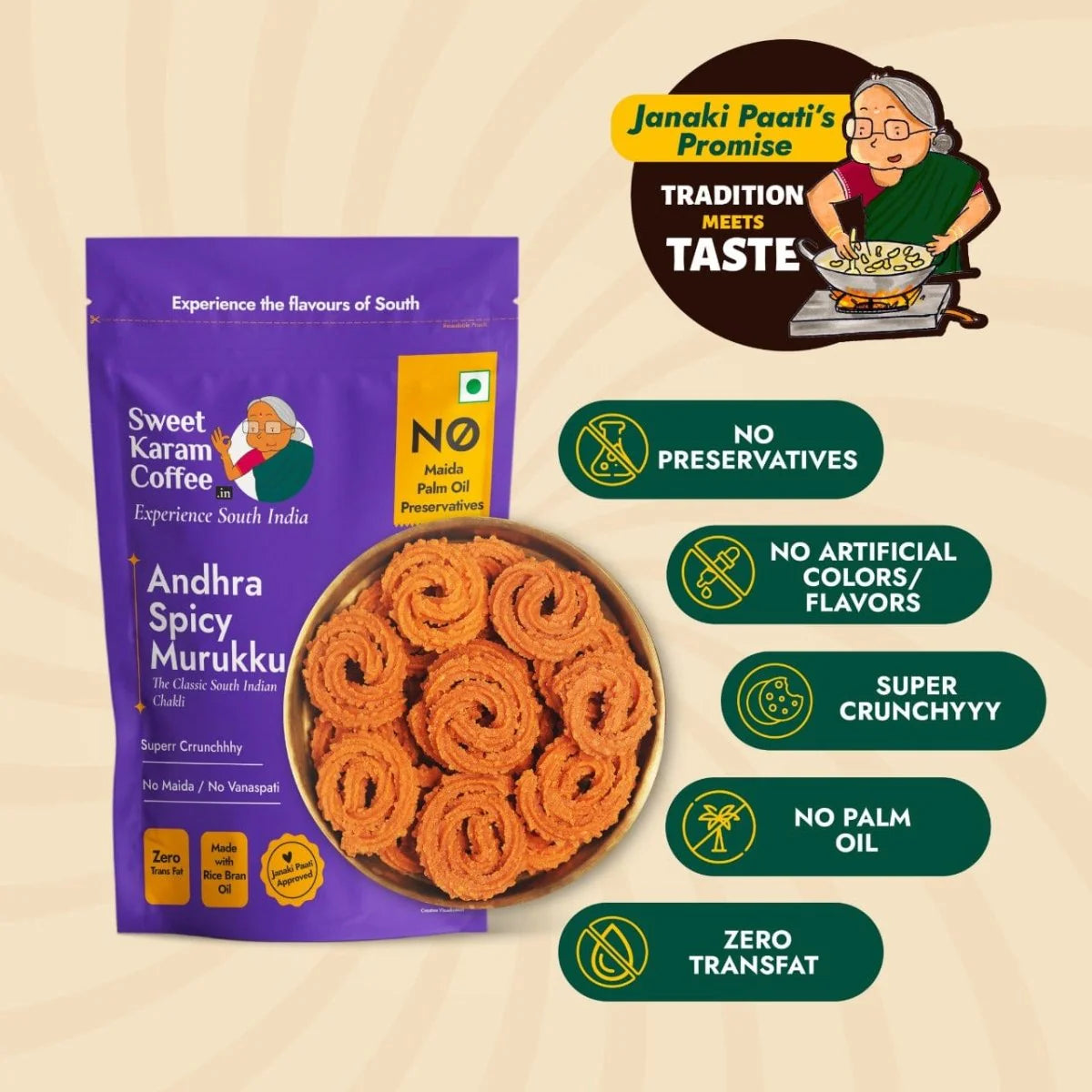 Sweet Karam Coffee's -Andhra Spicy Murukku 95gms