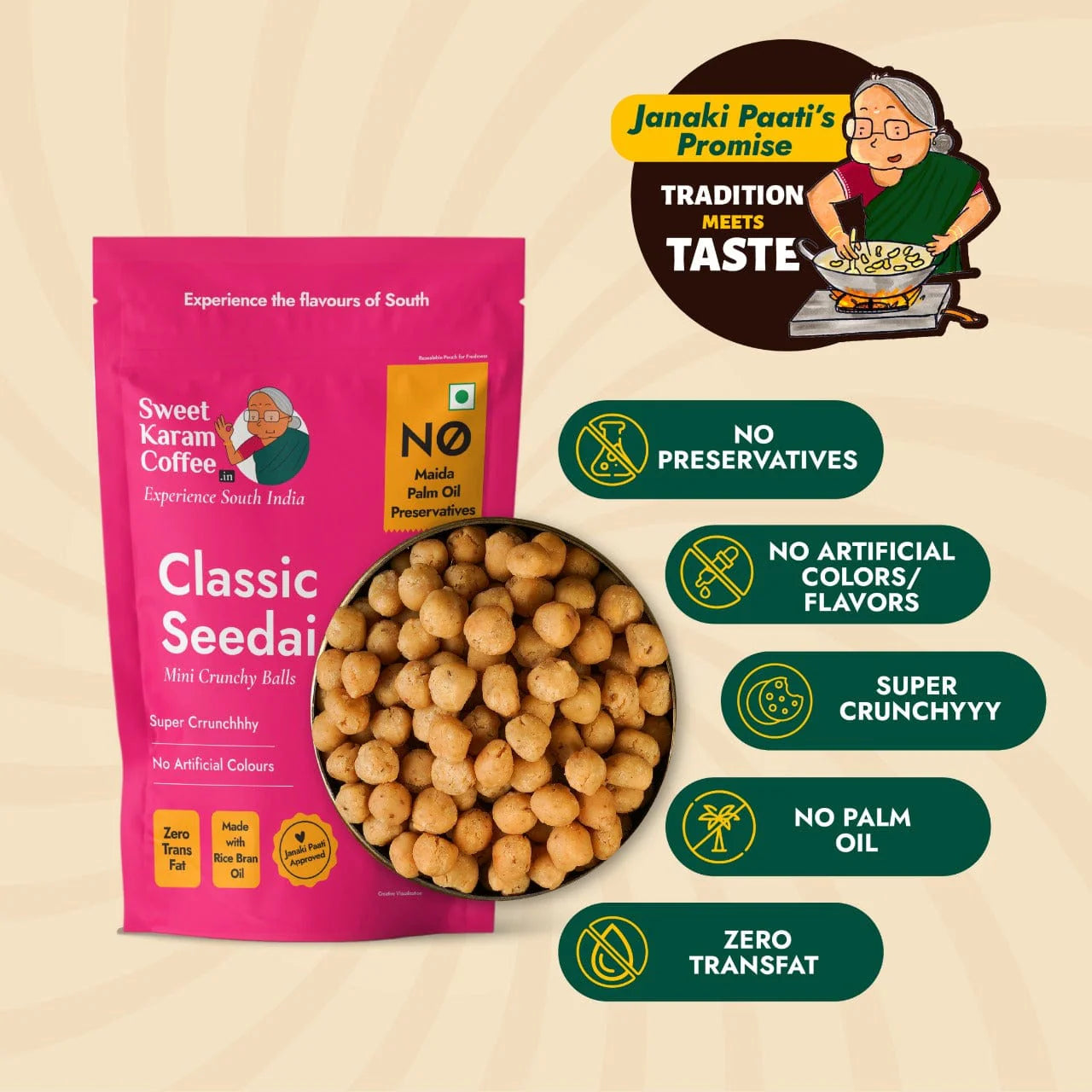 Sweet Karam Coffee's - Classic Seedai (Mini Crunchy Balls) 200gms