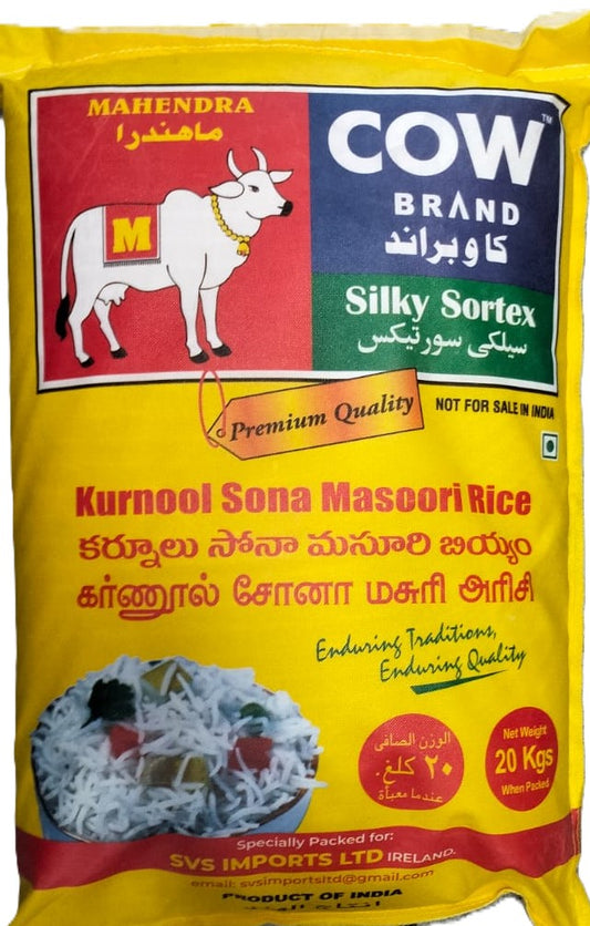Cow brand Kurnal Sona Masoori 20kgs rice