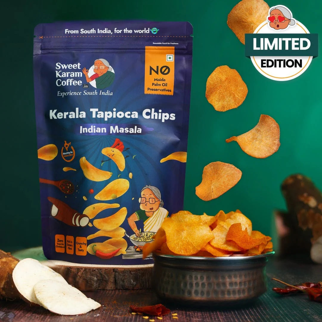 Sweet Karam Coffee's - Kerala Tapioca (Kappa) Chips - Indian Masala 65gms