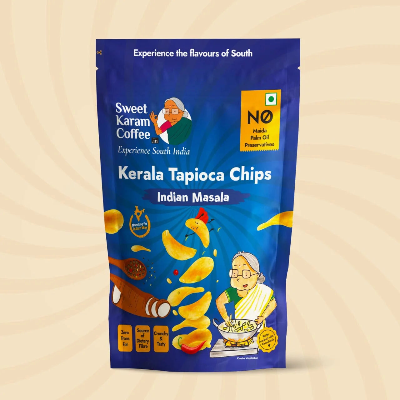 Sweet Karam Coffee's - Kerala Tapioca (Kappa) Chips - Indian Masala 65gms