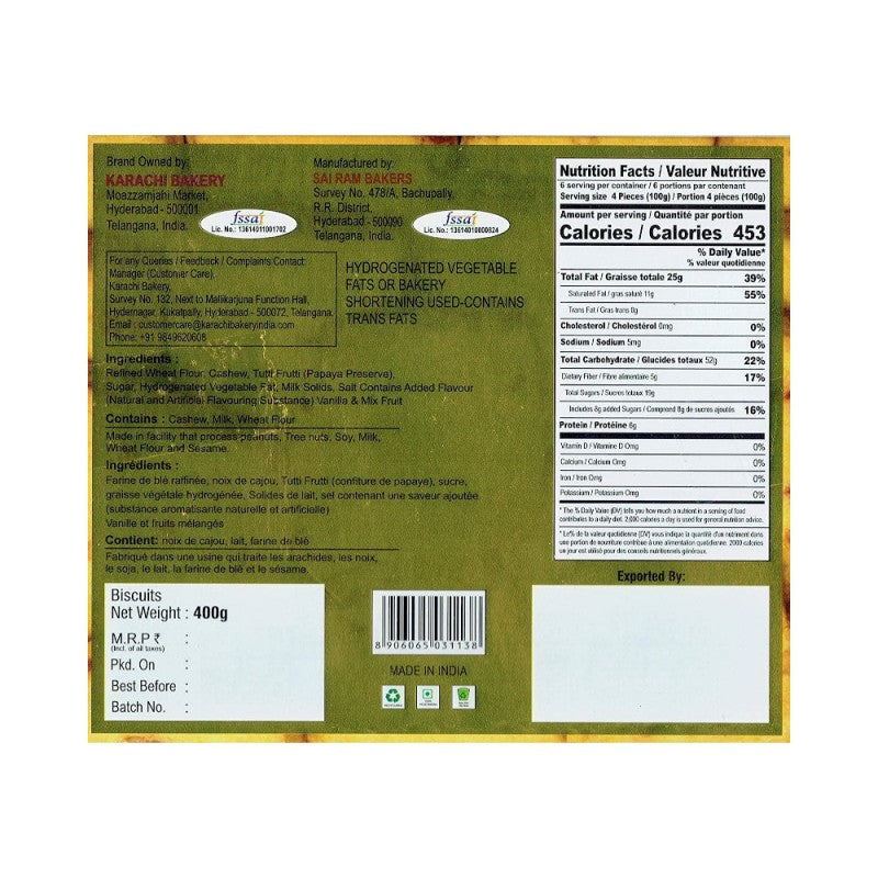 Karachi Fruit Biscuits 400g