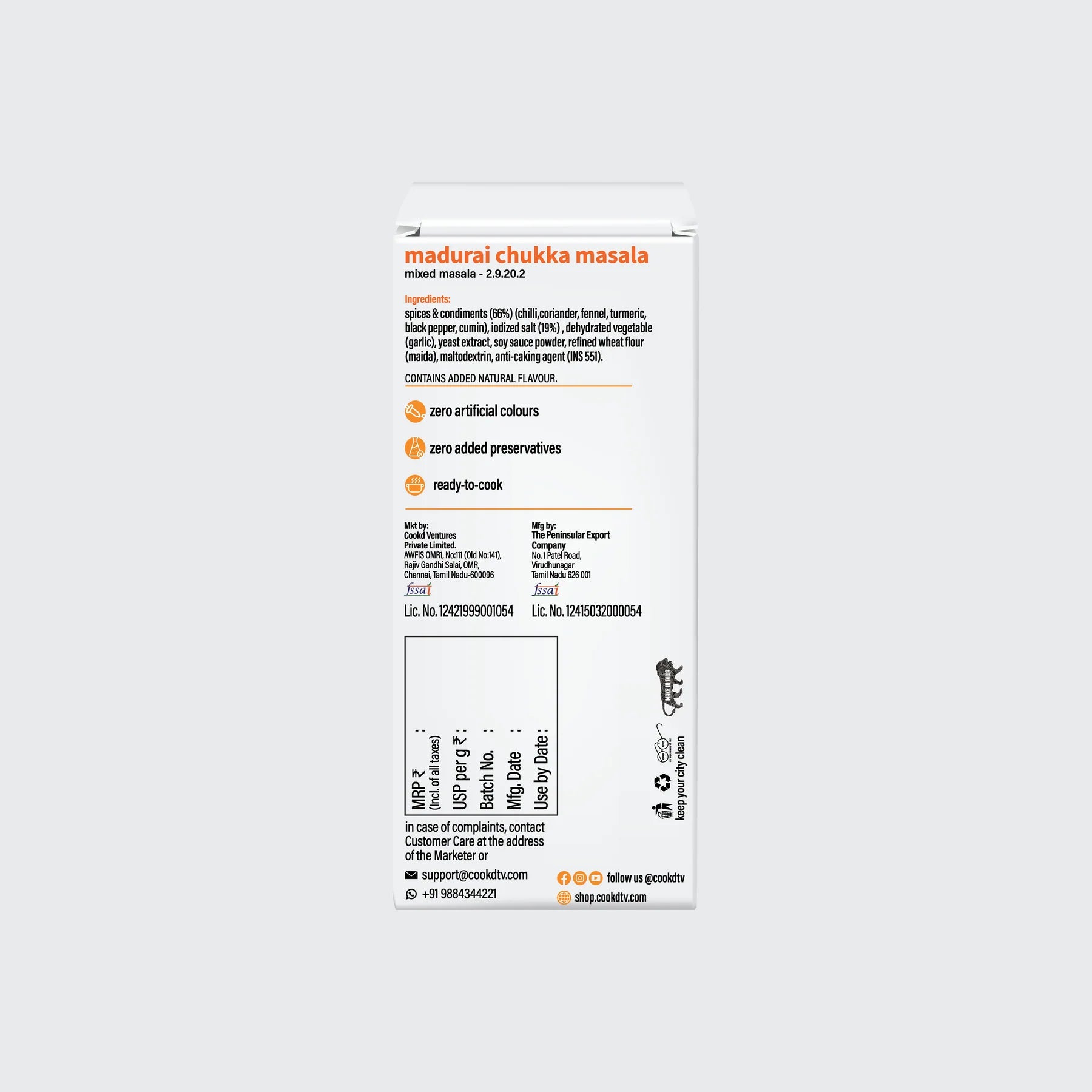 Cookd - Madurai Chukka Masala - 50gms (Serves 8)