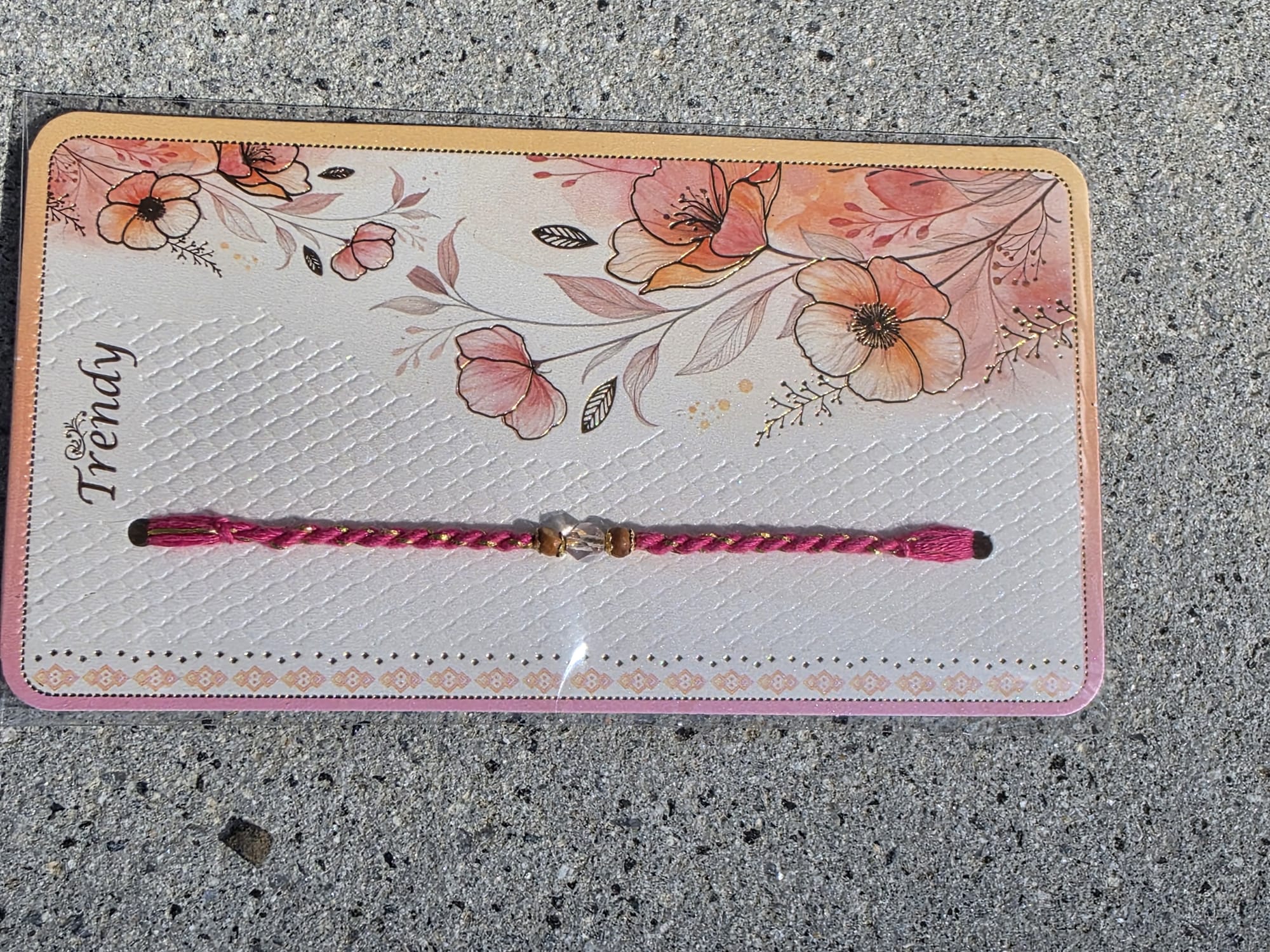 Rakhi — Trendy Pink Braided Thread with Crystal
