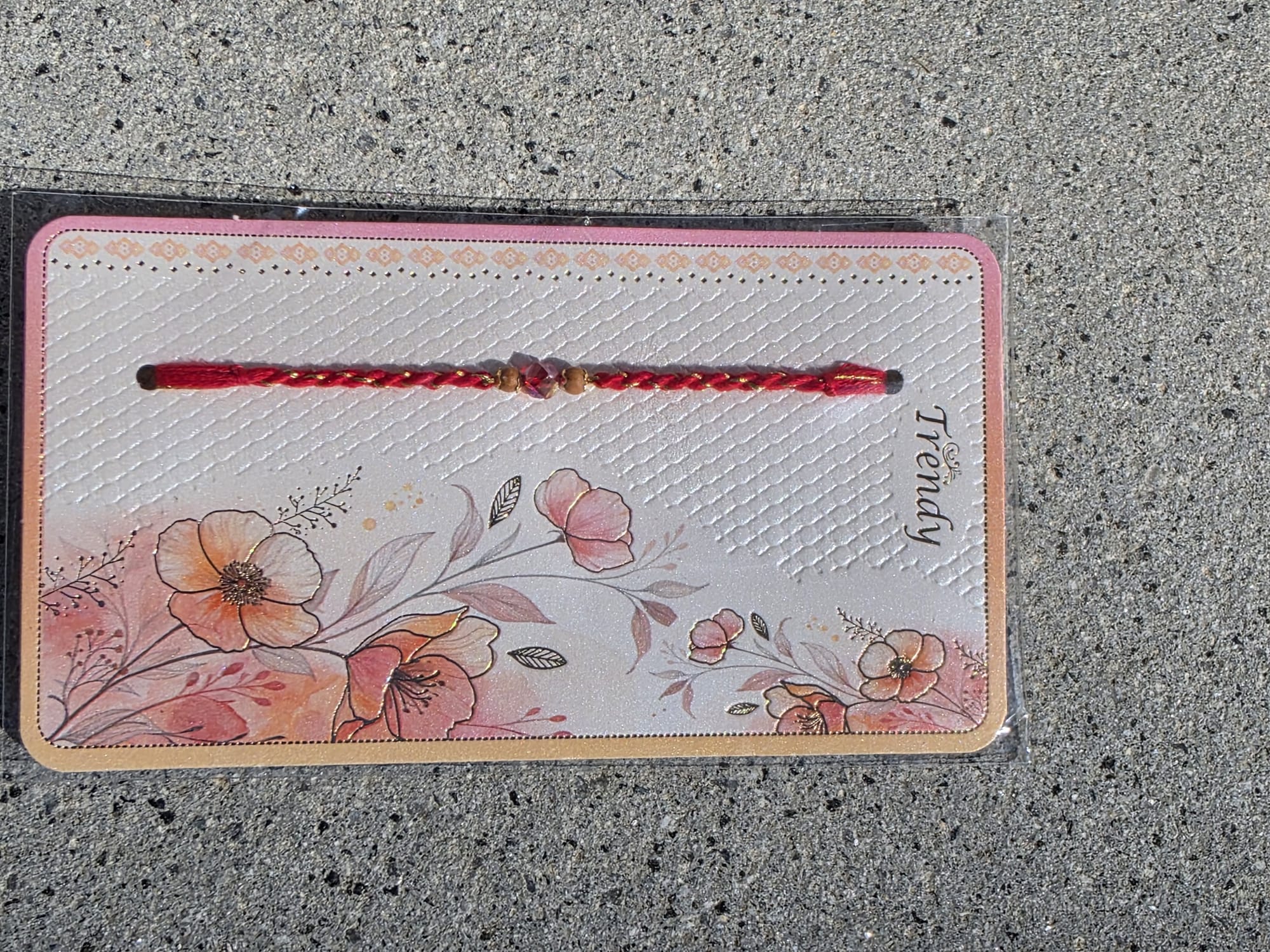 Rakhi — Trendy Red Braided Thread with Crystal